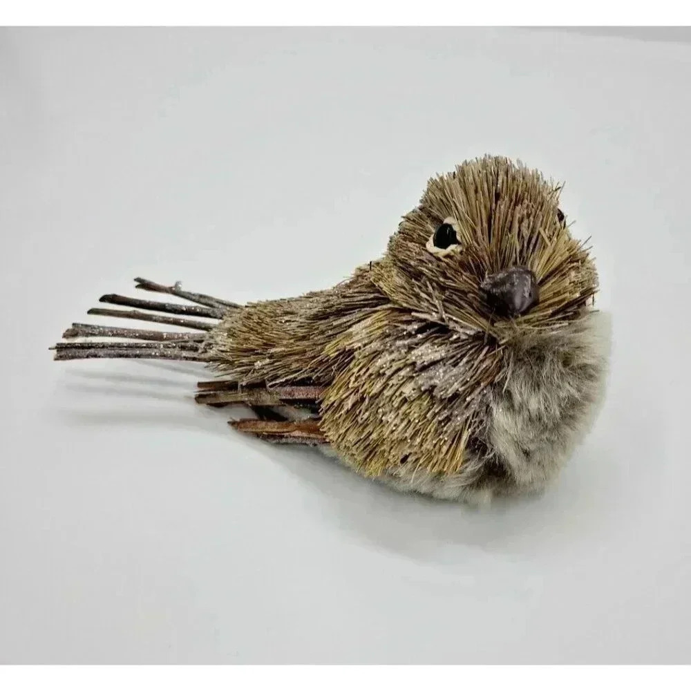 Rustic Glittered Sisal Bird Bristle Straw Animal Figure Bottlebrush Decor
